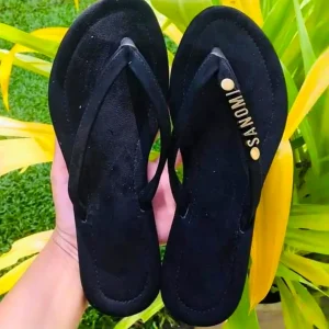 Personalized Round Toe Ladies Slipper Black Color Olock Products