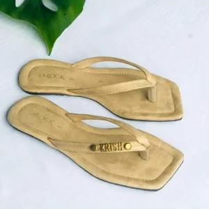 Personalized Square Toe Ladies Slipper Beige Color Olock Products